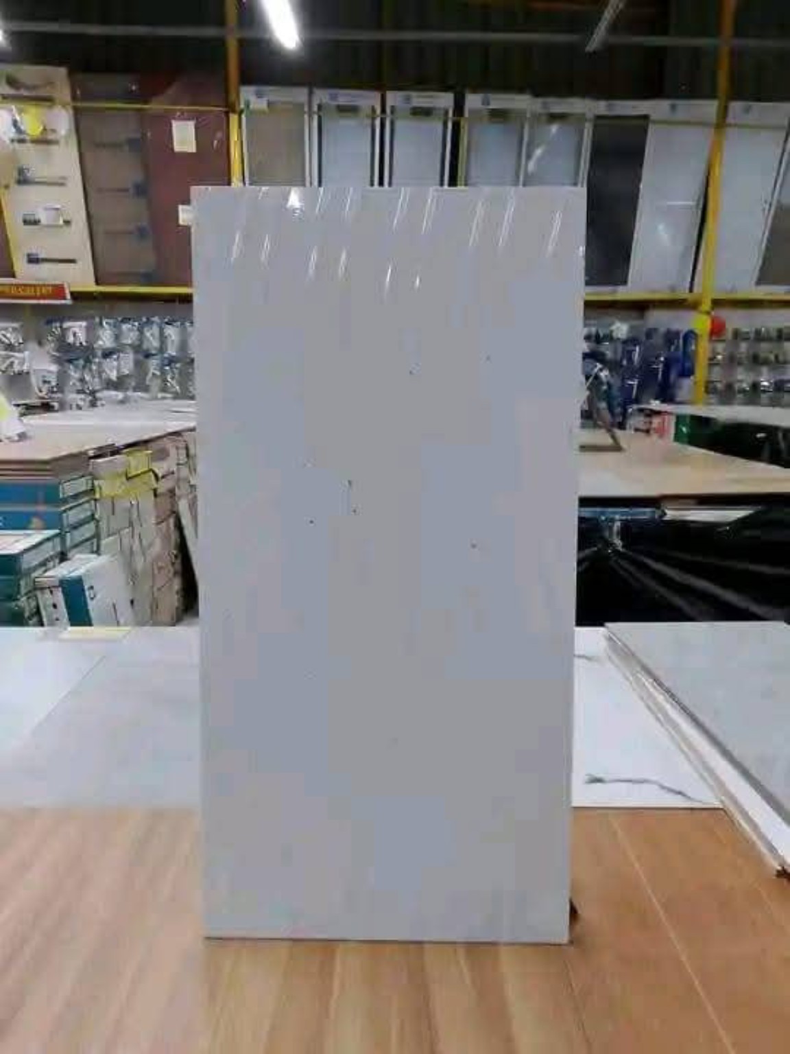 Plain white floor tile